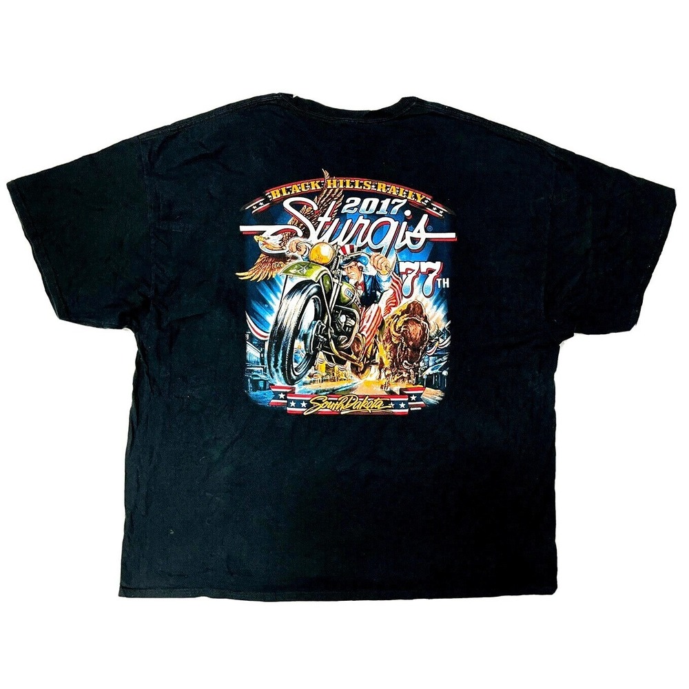2017 STURGIS 77th Black Hills Rlley South Dakota Black T-Shirt Size 3XL